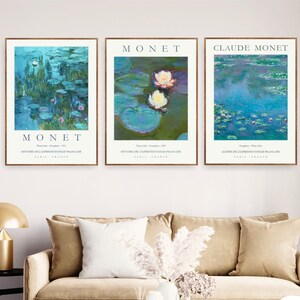 Monet Giclee Art Print Exhibition Posters Trendy Bedroom Prints Set of 3