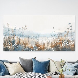 Wildflower Field Watercolor Painting: Country Landscape Art Print