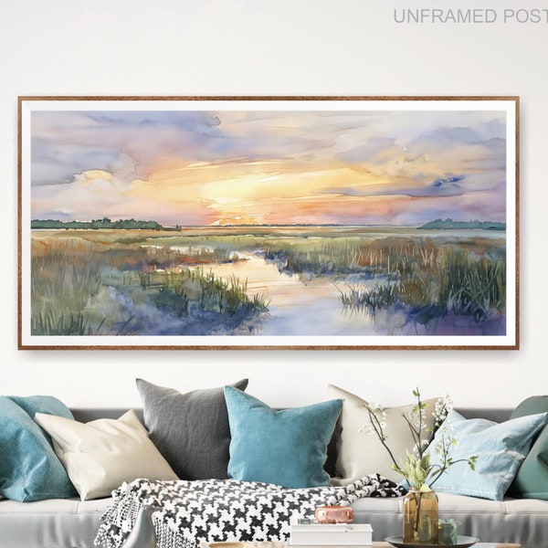 Marsh Sunset Watercolor Print: Carolina Lowcountry Coastal Art