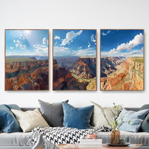 Grand Canyon National Park Set of 3 Posters, Extra Large Canvas Wall Art, Horizontal Print, Arizona