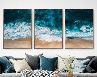 Coastal Seascape Painting: Beach Wall Art, Stretched Canvas Print
