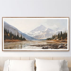 Yoho Mountains National Park poster, extra grote horizontale canvas kunst aan de muur, aquarel reisprint