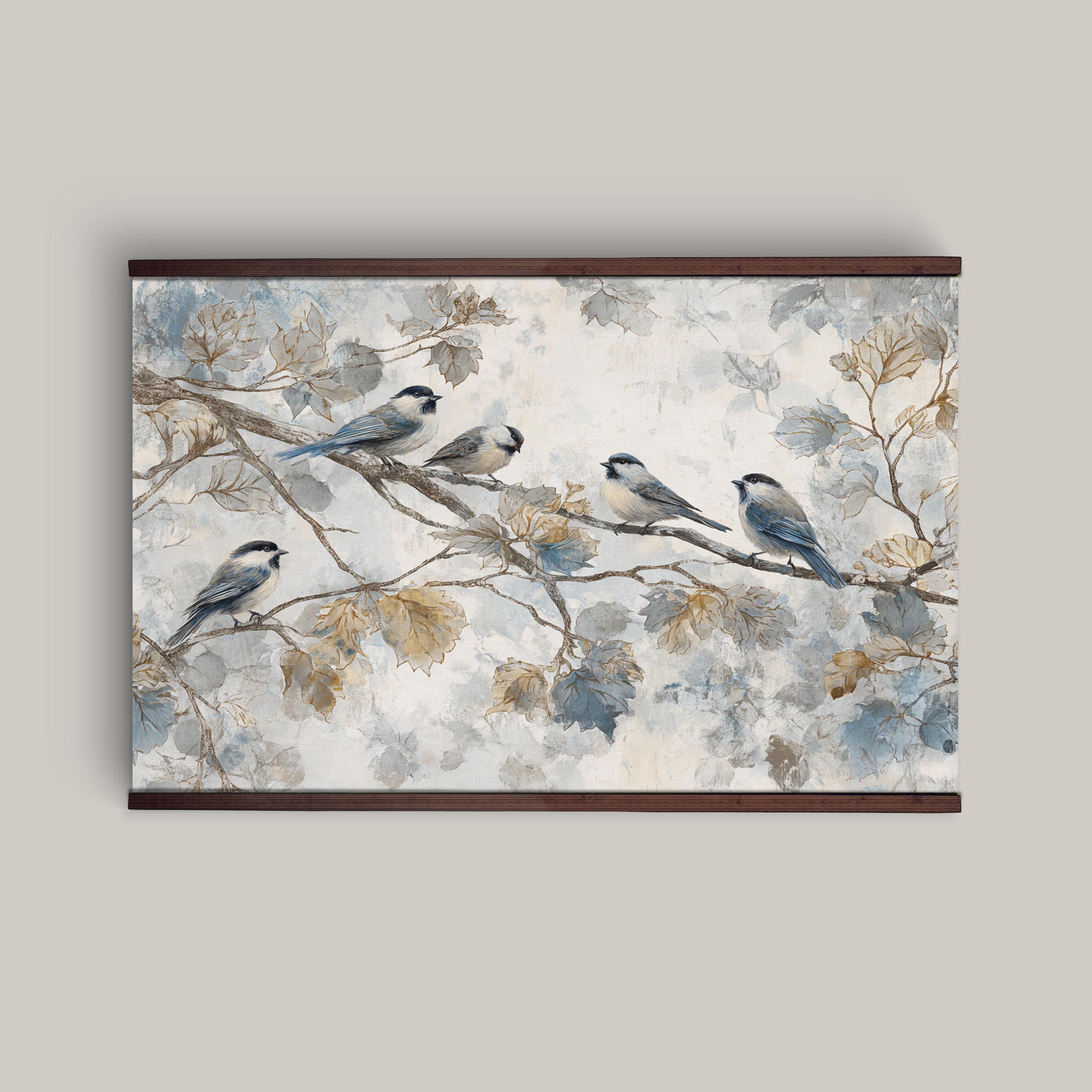 Birds on Branch Wall Tapestry – Vintage Botanical Art Print, Large Wall ...