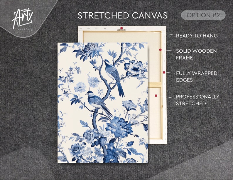 Antique Vintage Blue Chinoiserie Wall Art Prints, Set of 3 Botanical Posters