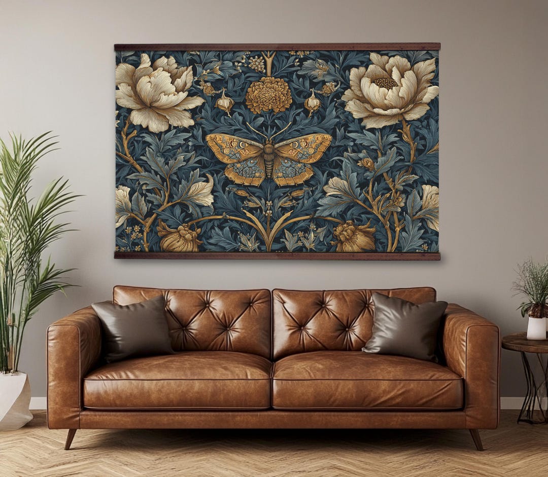 William Morris Butterfly Print: Vintage Botanical Wall Art Tapestry - Etsy