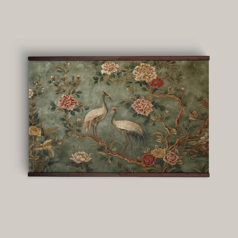 William Morris Chinoiserie Tapestry: Vintage Floral Bird Wall Hanging ...