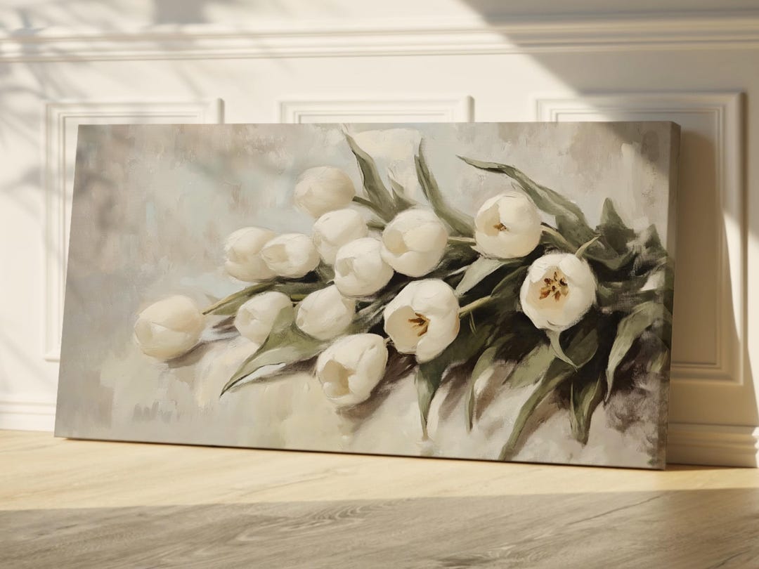 Vintage Tulip Print: Muted Farmhouse Floral Wall Art - Etsy