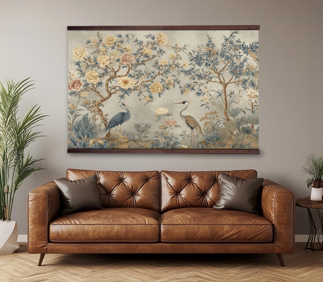 Chinoiserie Vintage Botanical Wall Art, Extra Large Canvas Wall Art - Etsy