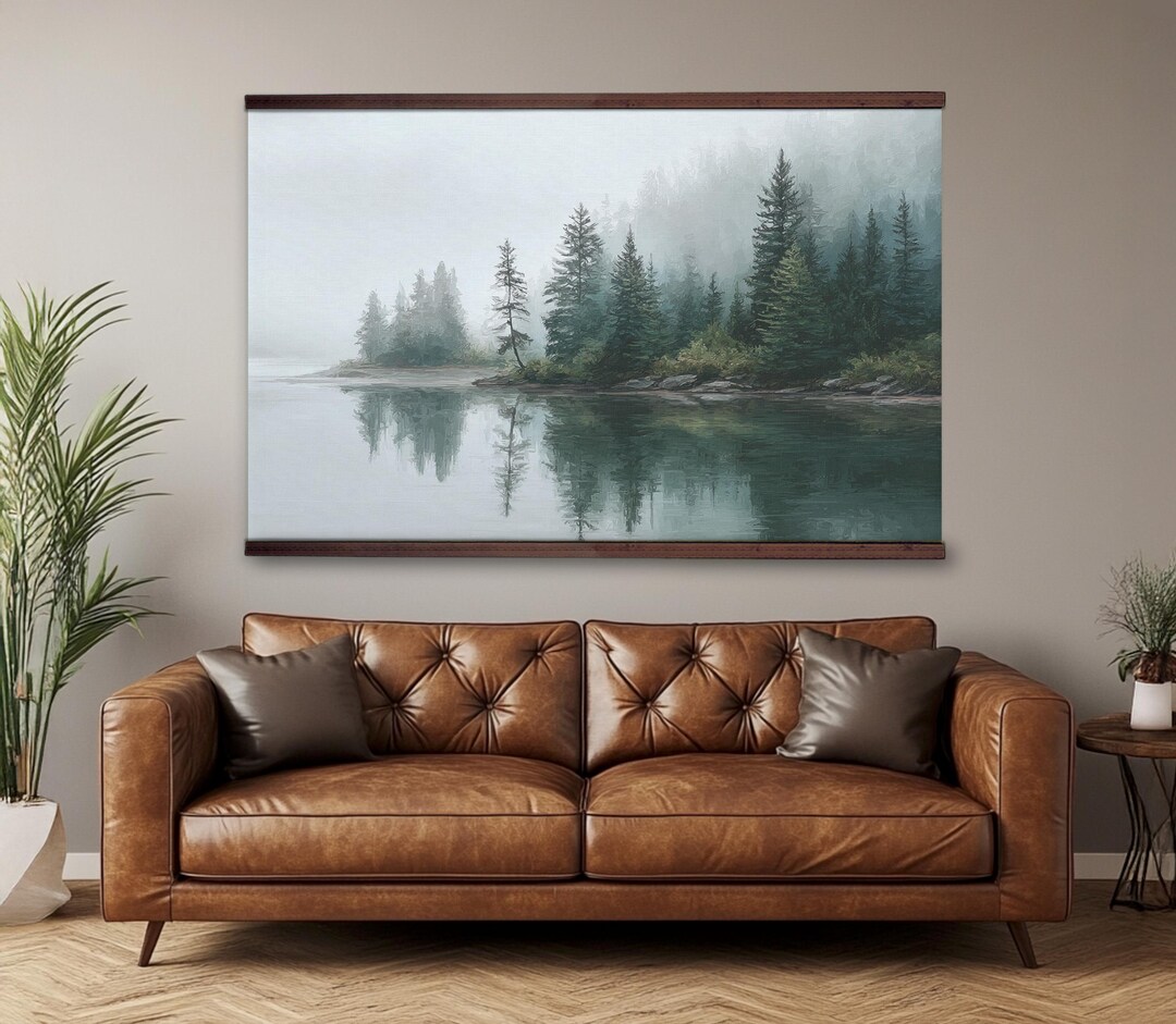Extra Large Canvas Misty Forest Lake Wall Art Tapestry - Etsy