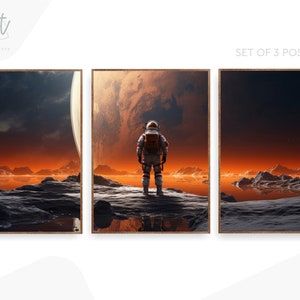Cosmos Canvas or Poster Wall Art, Large Set of 3 Space Prints