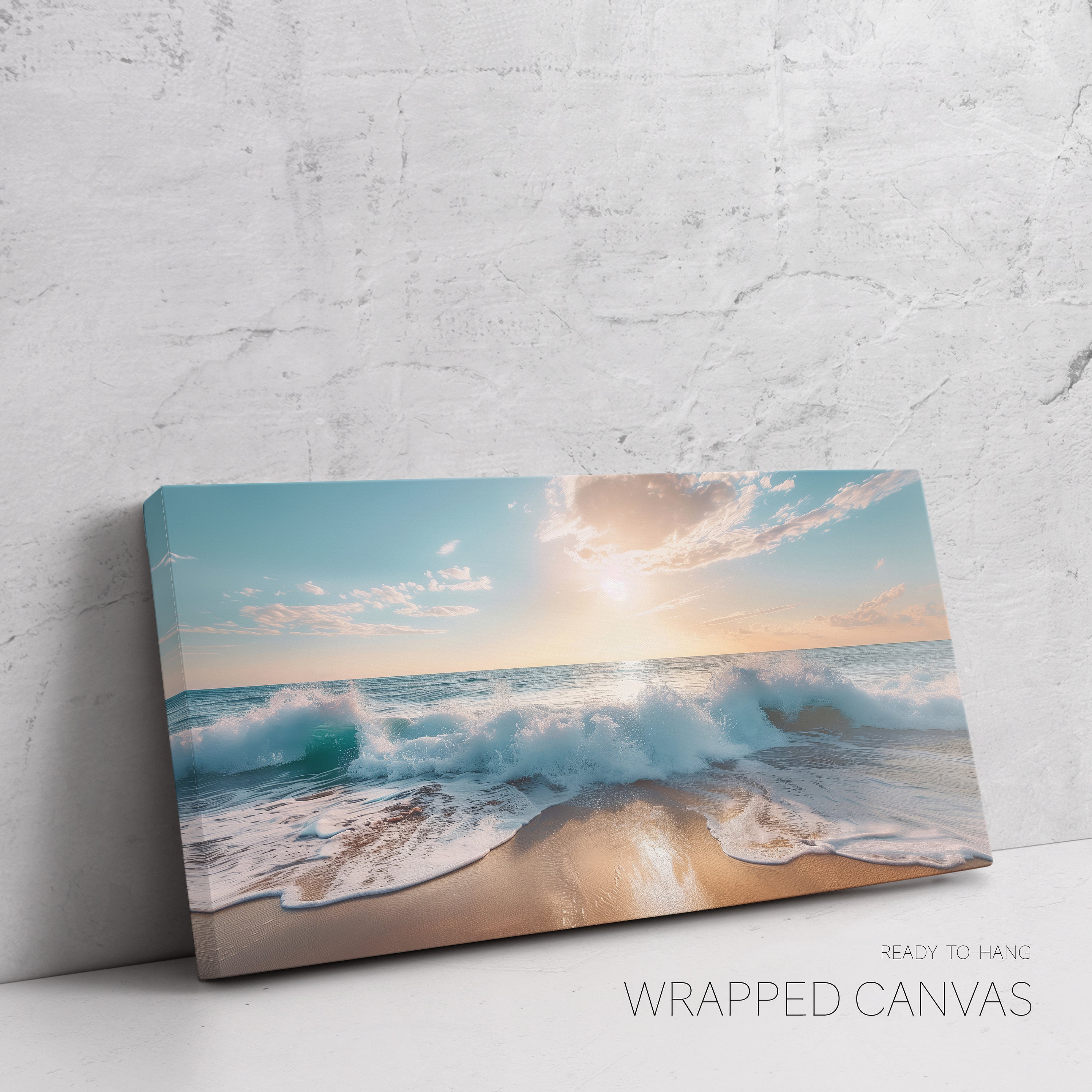 Wandbild “Blauer Strand & Meereswelle” – Leinwanddruck 75x150 Cm – Für Wohnzimmer, Schlafzimmer Oder Büro