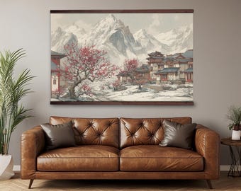 Japanese Wall Art, Extra Large Canvas Tapestry, Asian Zen Home Decor, Oversized Wall Art