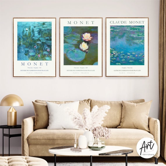 Monet Giclee Art Print Exhibition Posters Trendy Bedroom Prints Set of 3