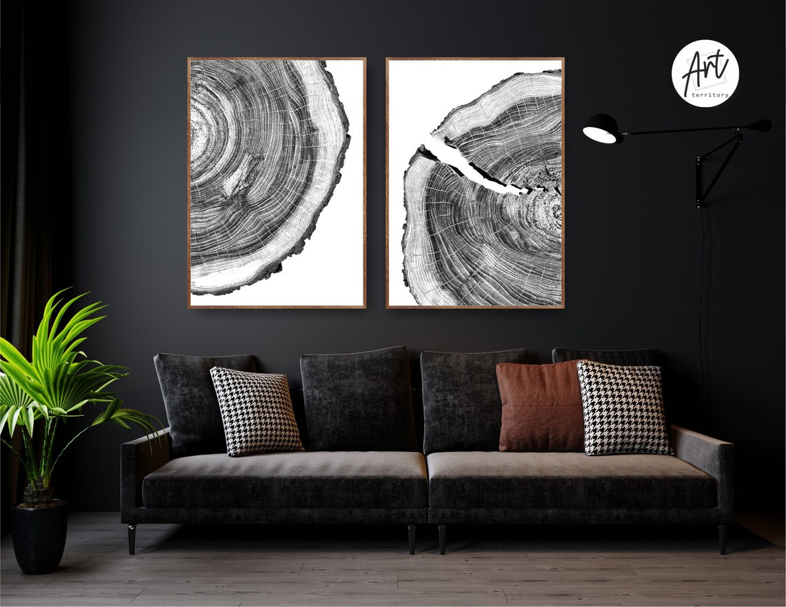 Tree Ring Prints Lake House Large Wall Art Posters Etsy
