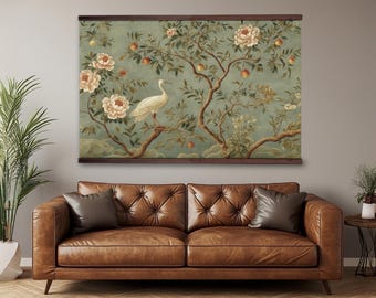 William Morris Chinoiserie Tapestry: Vintage Floral Botanical Wall Art