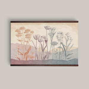 Extragroßer Vintage Wildblumen botanischer Blumenteppich, übergroße Leinwand, gerahmte Wandkunst