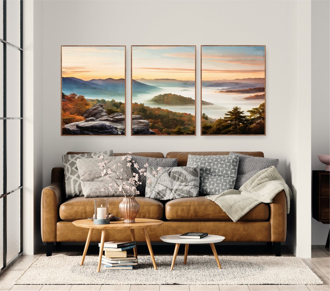 Blue Ridge Canvas Blue Ridge Mountain Canvas Print Set: Extra Large Horizontal Wall Art ...