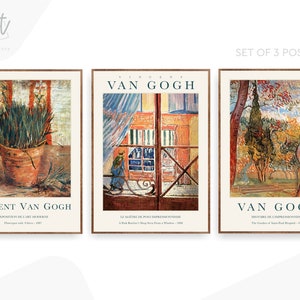 Van Gogh Exhibition Art Prints, Gallery Wall Set of 3 Posters or Canvases