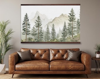 Mountain Forest Wall Tapestry – Nature Landscape Wall Hanging, Green Wall Art, Rustic Home Decor
