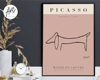 Picasso dog modern wall art prints set dachshund