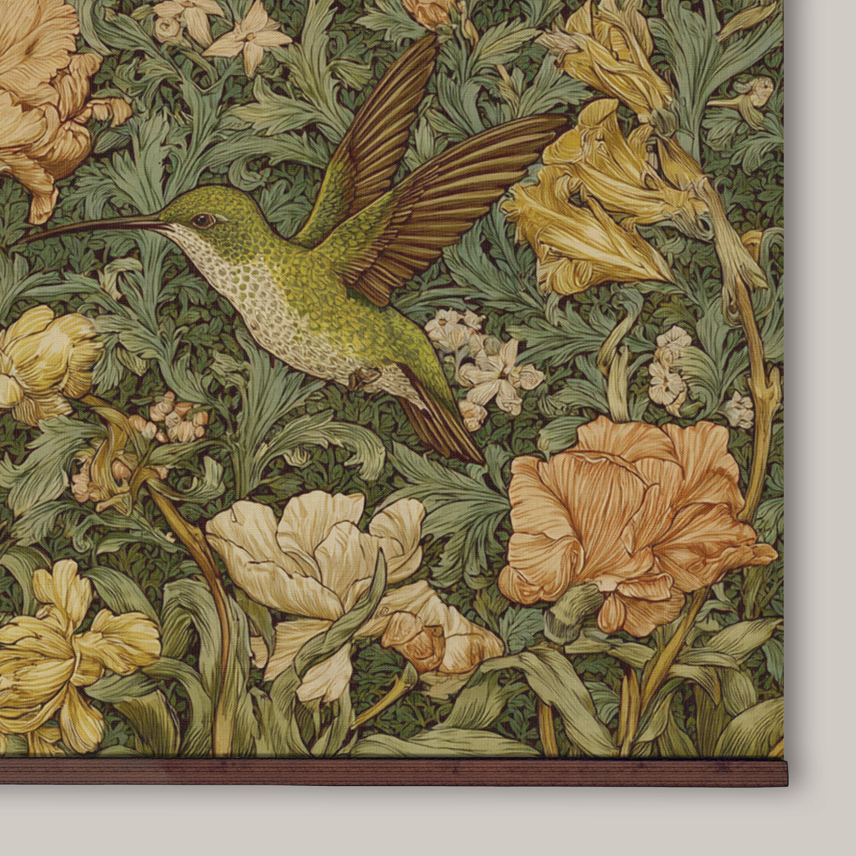 William Morris Hummingbird Botanical Tapestry Canvas - Etsy