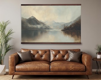 Bergsee Leinwand Wandteppich - Neutrale Landschaft Kunstdruck, Natur Wandkunst, extra groß übergroß