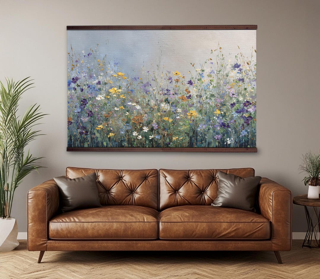 Wildflower Meadow Canvas Tapestry – Floral Art Print, Large Wall ...