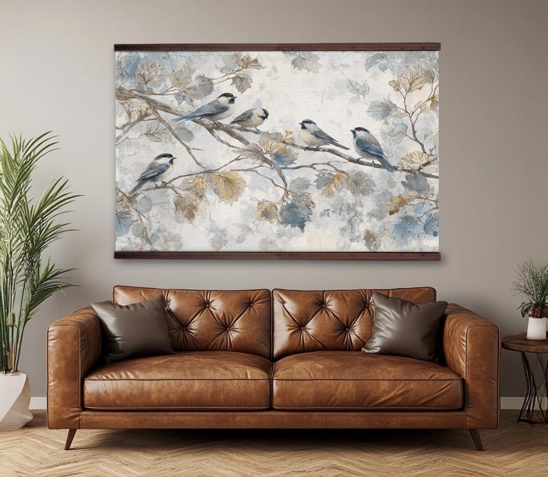 Birds on Branch Wall Tapestry – Vintage Botanical Art Print, Large Wall ...