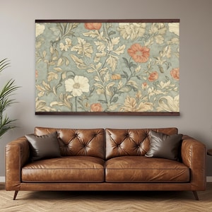 William Morris Extra Large Vintage Botanical Floral Tapestry, Oversized Canvas, Framed Wall Art
