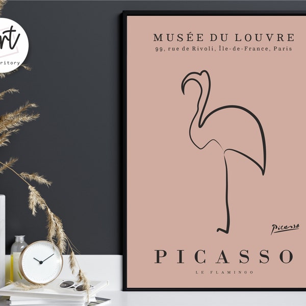 Picasso pink flamingo print wall art prints Matisse decor set