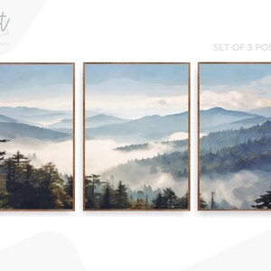 Blue Ridge Poster Blue Ridge Mountain Set of 3 Posters, Extra Large Canvas Wall Art ...