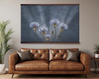Extra Large Modern Dandelion Wildflower Art, Moody Wall Art