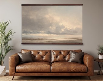 Seascape Canvas Tapestry, Coastal Wall Hanging Canvas, Minimalist Decor
