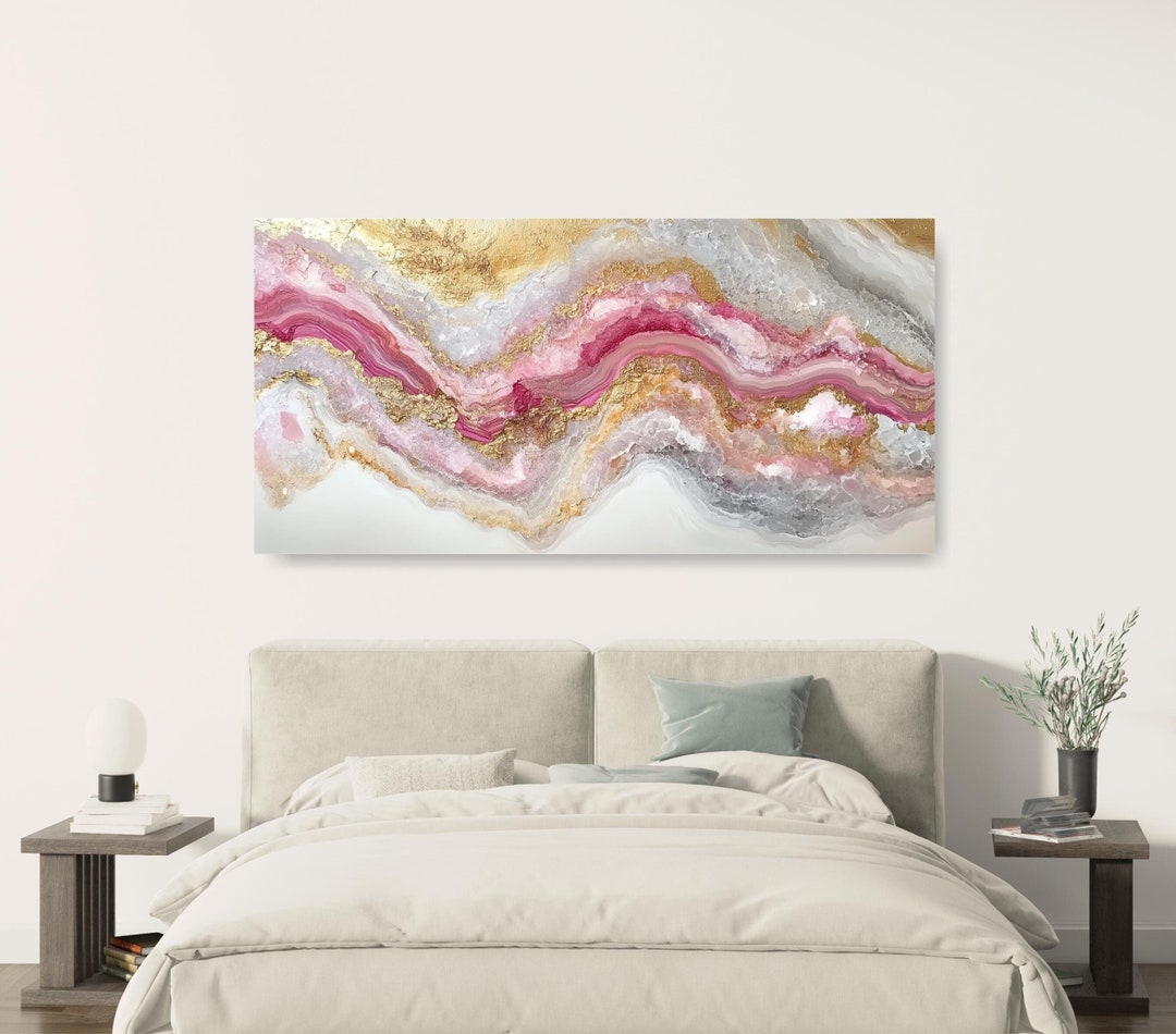 Pink and Gold Geode Canvas Print: Modern Abstract Wall Art - Etsy
