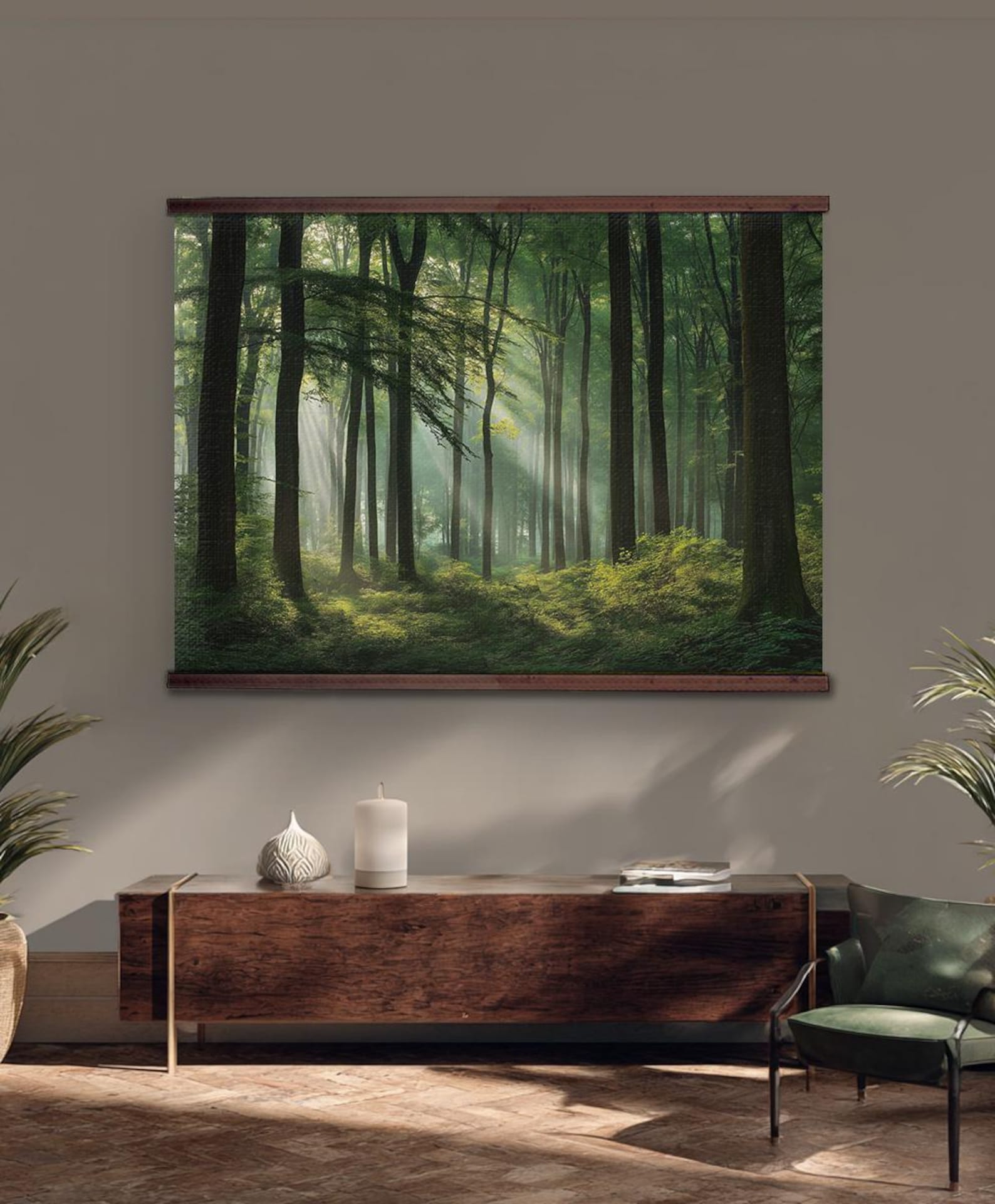 Extra Forest Extra Large Forest Wall Art, Green Woodland Tapestry Canvas - Etsy