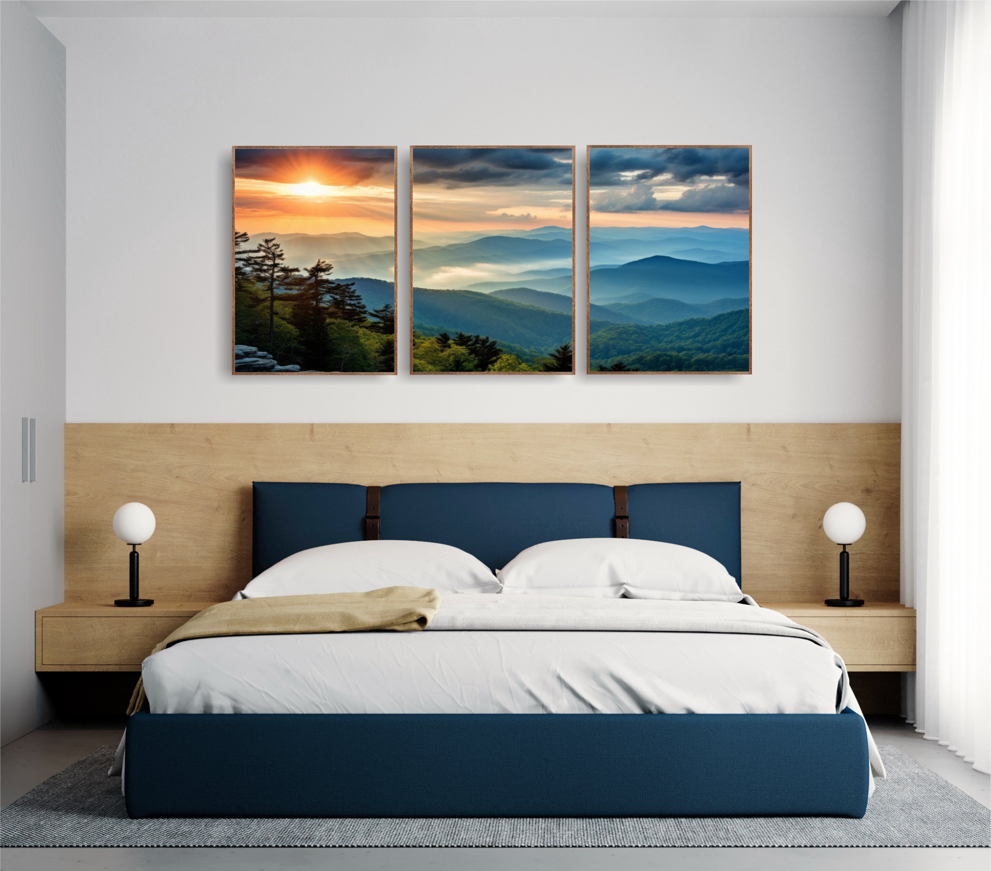 Blue Ridge Poster Blue Ridge Mountains, National Park Set of 3 Posters, Canvas Wall Art ...