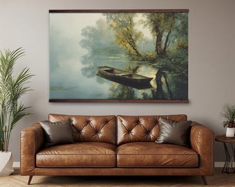Extragroße Leinwand Tapisserie - Übergroße Wohnzimmer Wandkunst, Boot Landschaftskunst, Natur Große Leinwand