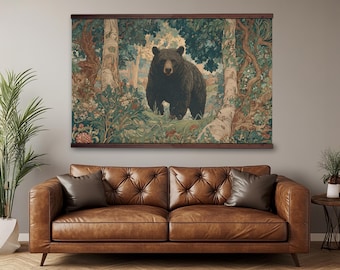 William Morris Bear Wall Art, Extra Large Rustic Wall Hanging