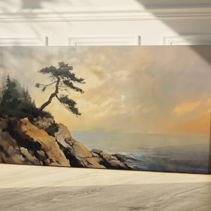 Vintage Painting Print or Canvas, Vintage Wall Art, Old Pine, Rustic Wall Decor, Landscape Wall Art