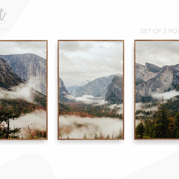 National park prints mountain canvas wall art set of 3, Yosemite nature canvas, bedroom wall art poster, photography prints