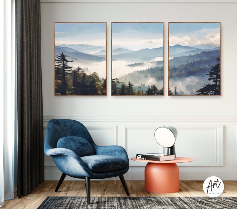 Blue Ridge Poster Blue Ridge Mountain Set of 3 Posters, Extra Large Canvas Wall Art ...