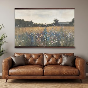 Extragroße Wandkunst, Übergroße Wandkunst, Vintage Wandkunst Tapisserie, Blumenwandkunst, gerahmte Wandkunst, Bauernhausdekor