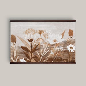 Extragroßer Vintage Wildblumen botanischer Blumenteppich, übergroße Leinwand, gerahmte Wandkunst