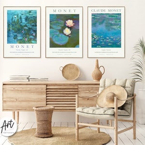 Monet Giclee Art Print Exhibition Posters Trendy Bedroom Prints Set of 3