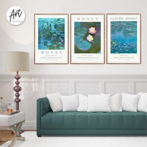 Monet Giclee Art Print Exhibition Posters Trendy Bedroom Prints Set of 3