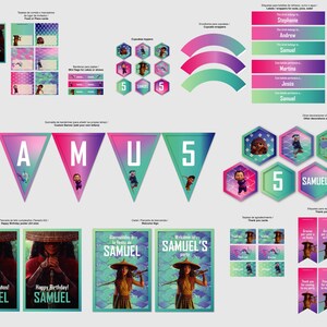 Raya and the Last Dragon theme party. English DIY Printable Kit. -  Fiesta temática Raya y el último dragón. Editables en español e inglés