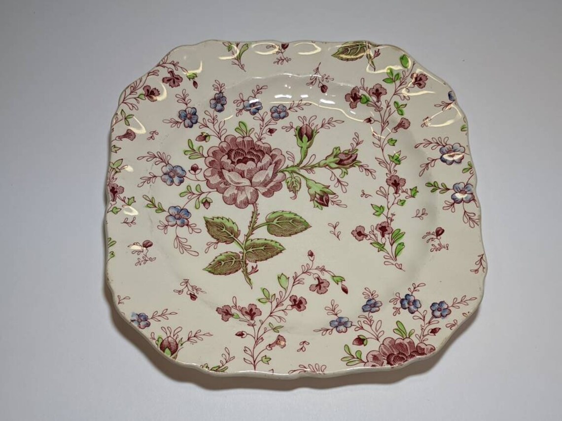 Rose Chintz de Johnson Bros China Square Salad Plate Etsy
