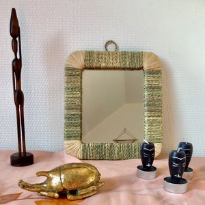Specchio Boho in vimini e rafia / Specchio quadrato