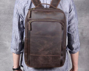 Vintage Leather Backpack, Brown Leather Backpack, Rucksack, Personalized Men Leather Backpack, Hipster Backpack gifts