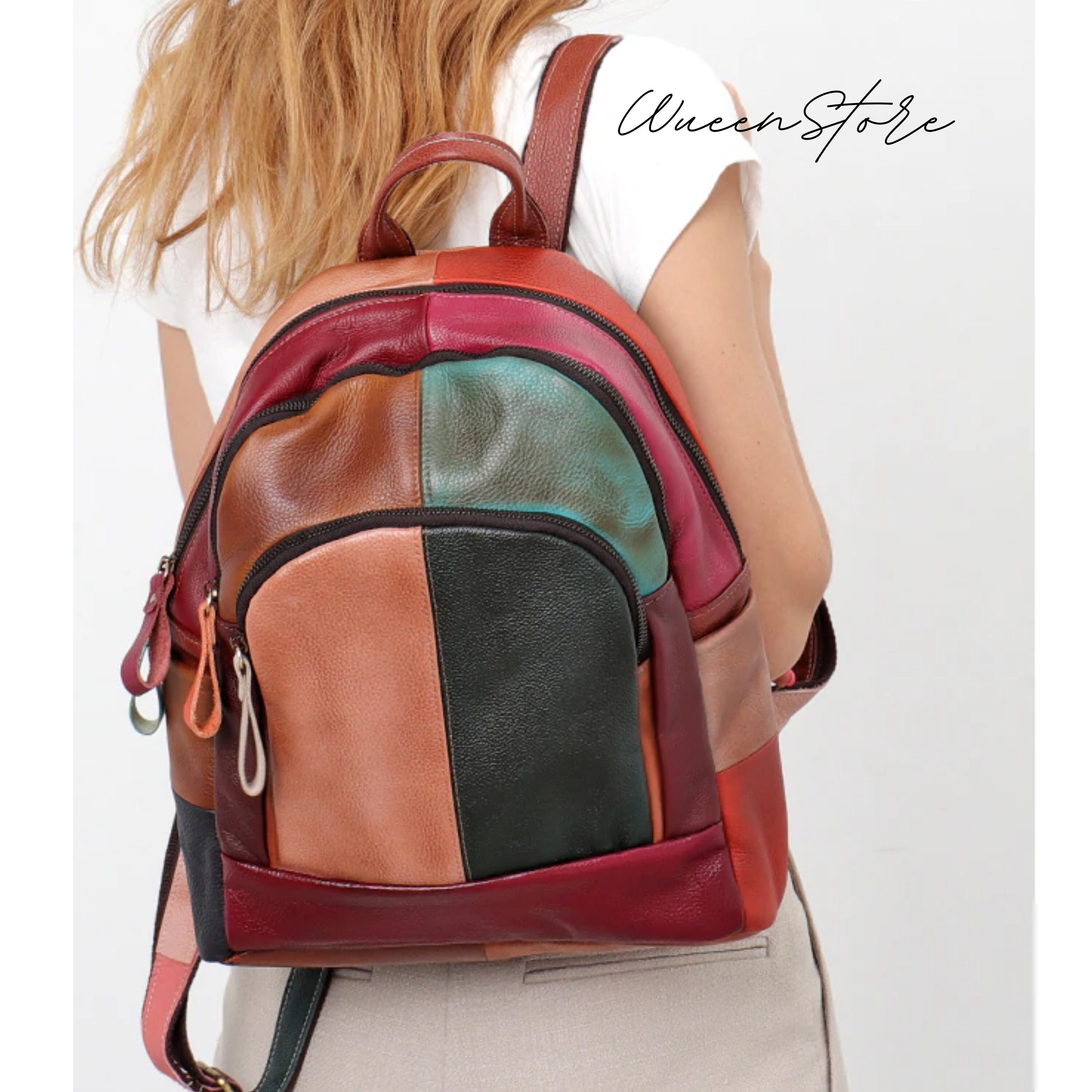 Leather backpack shop womens sale